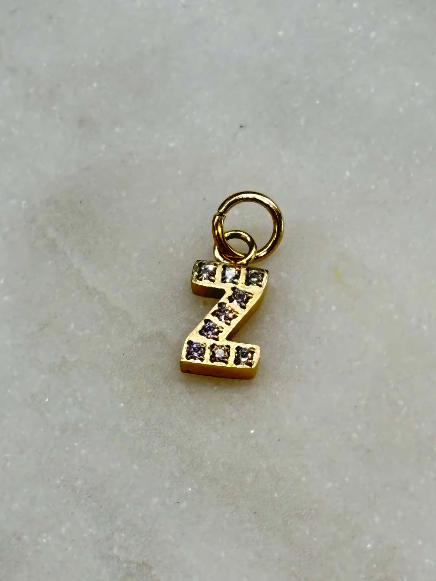 Cubic Zirconia Initial Letter Charms (gold)