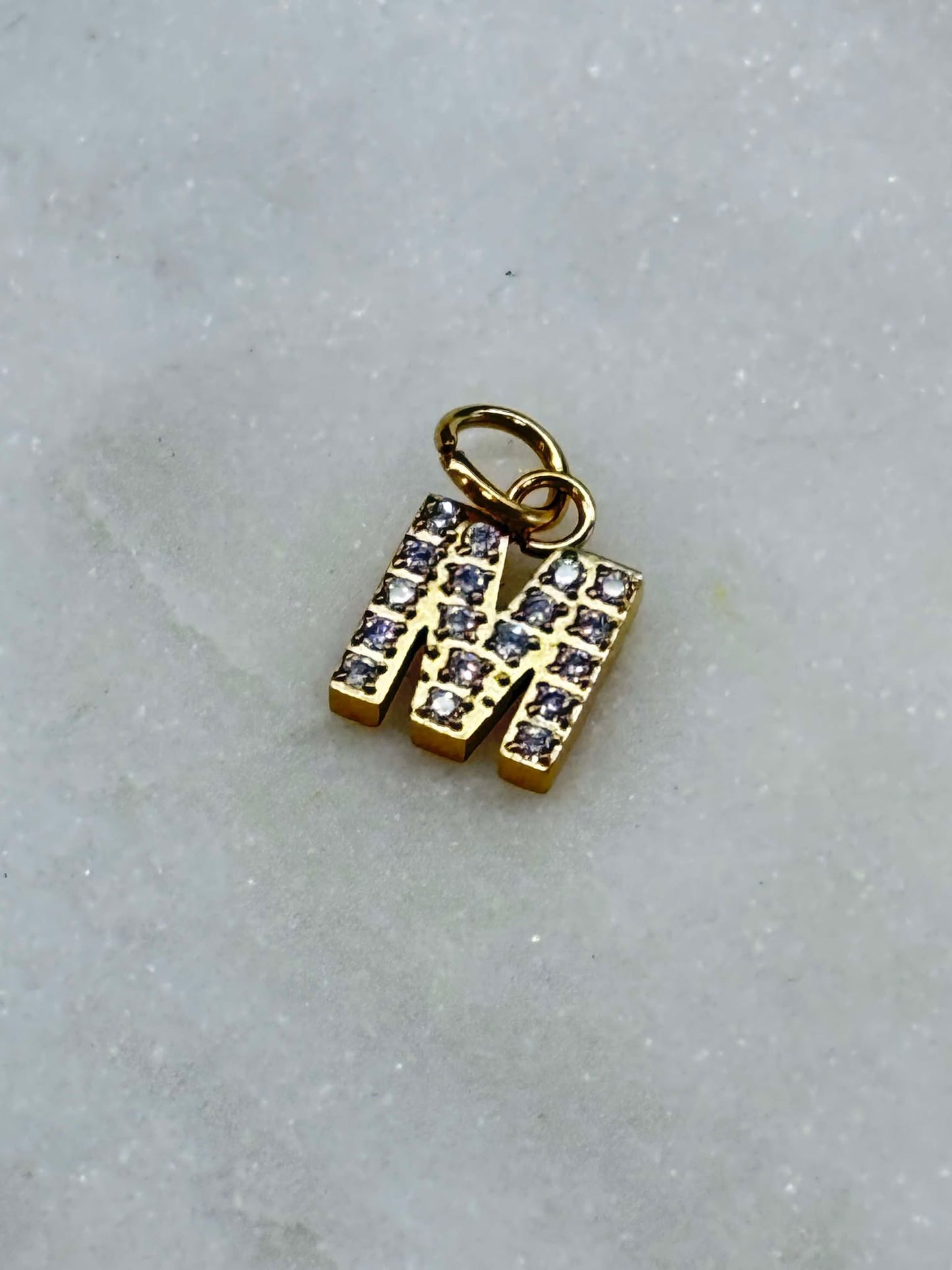 Cubic Zirconia Initial Letter Charms (gold)