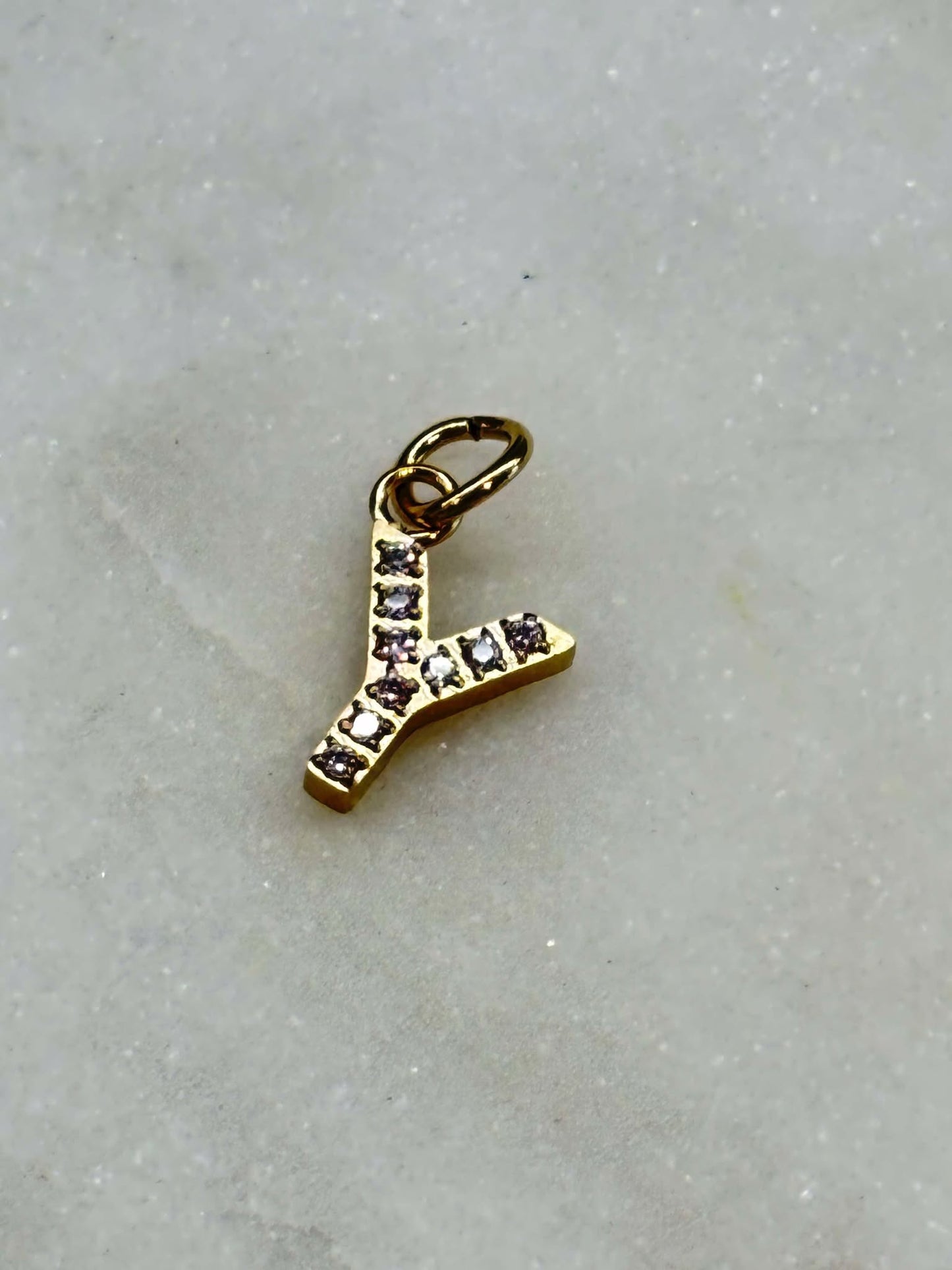 Cubic Zirconia Initial Letter Charms (gold)