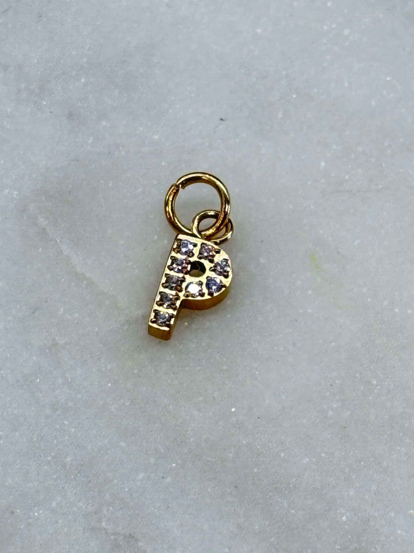 Cubic Zirconia Initial Letter Charms (gold)