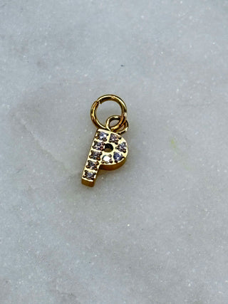 Cubic Zirconia Initial Letter Charms (gold)