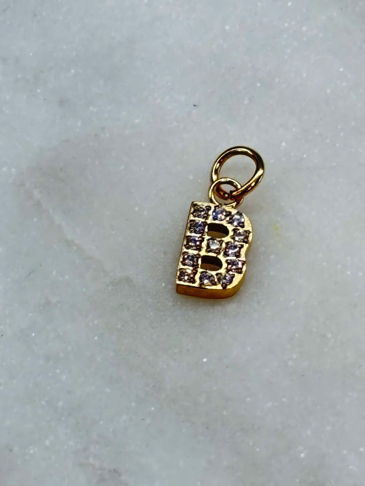 Cubic Zirconia Initial Letter Charms (gold)