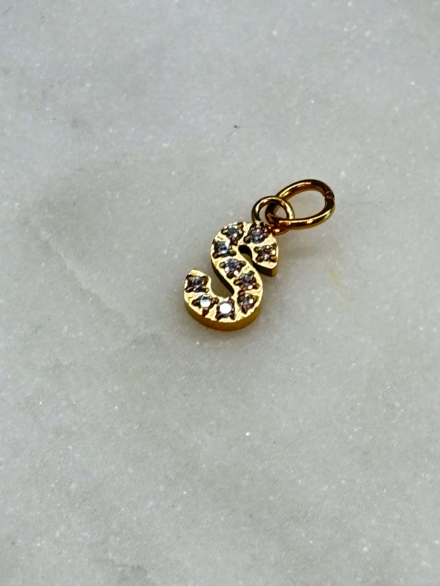 Cubic Zirconia Initial Letter Charms (gold)