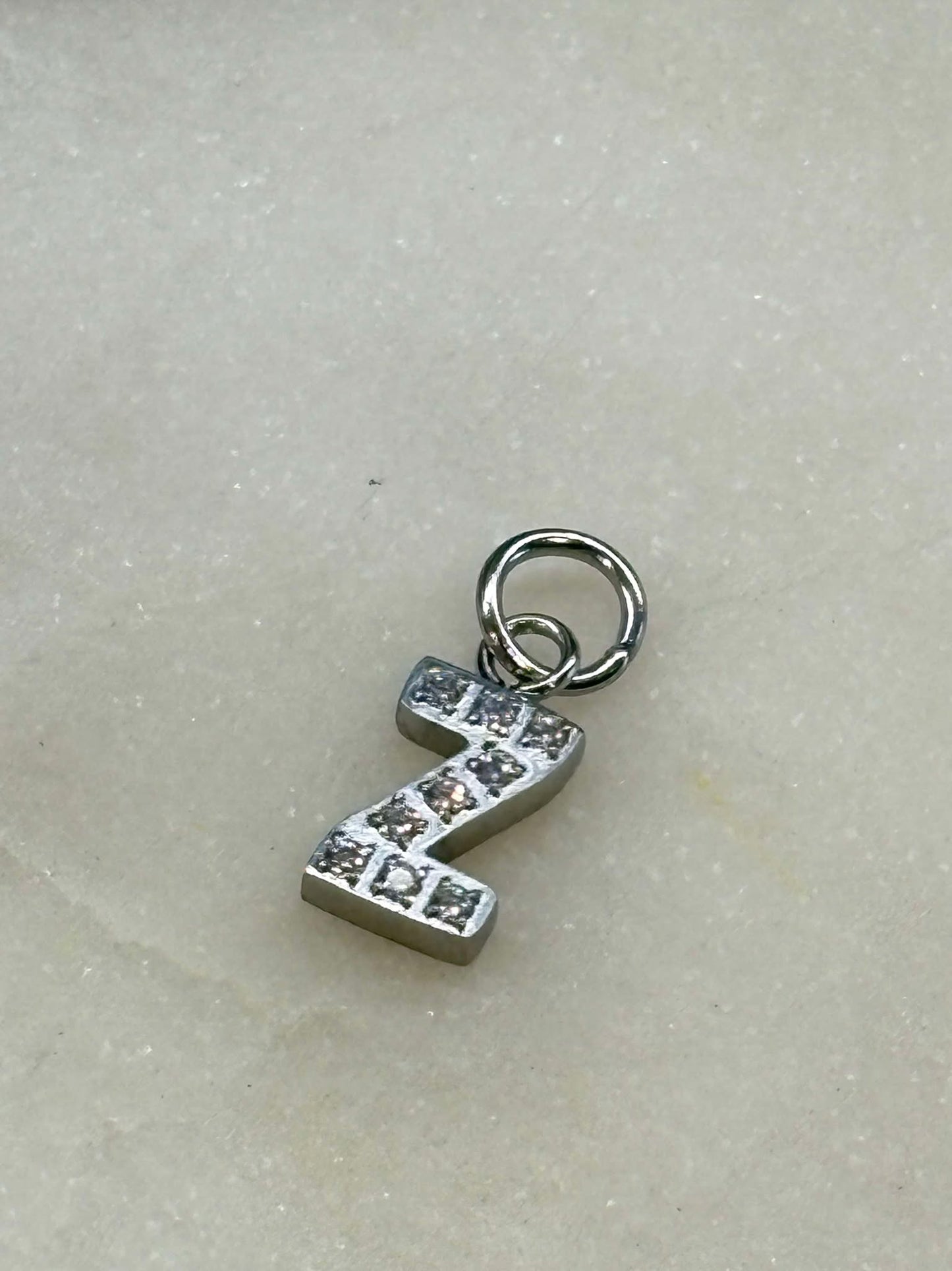 Cubic Zirconia Initial Letter Charms (silver)