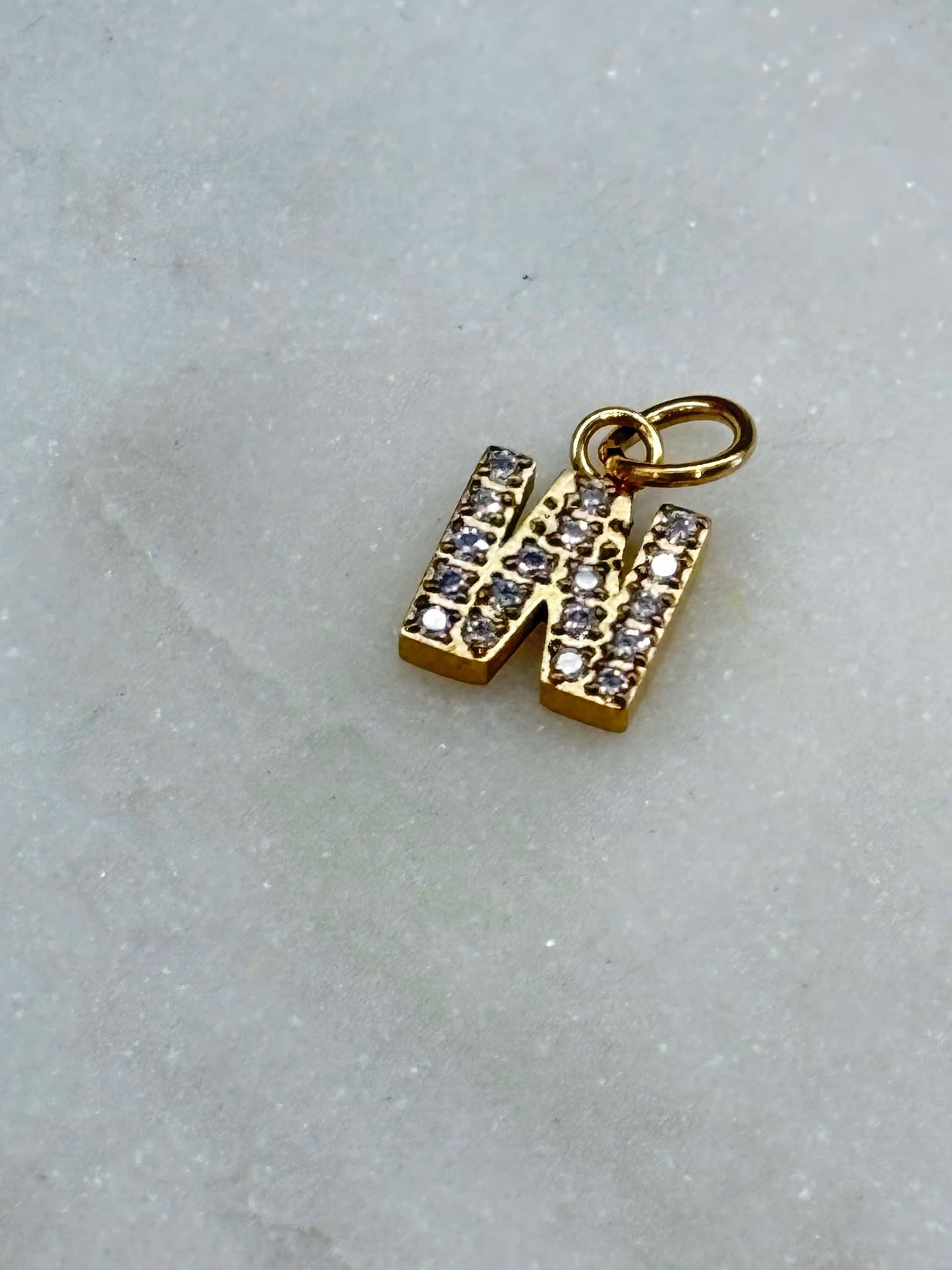 Cubic Zirconia Initial Letter Charms (gold)