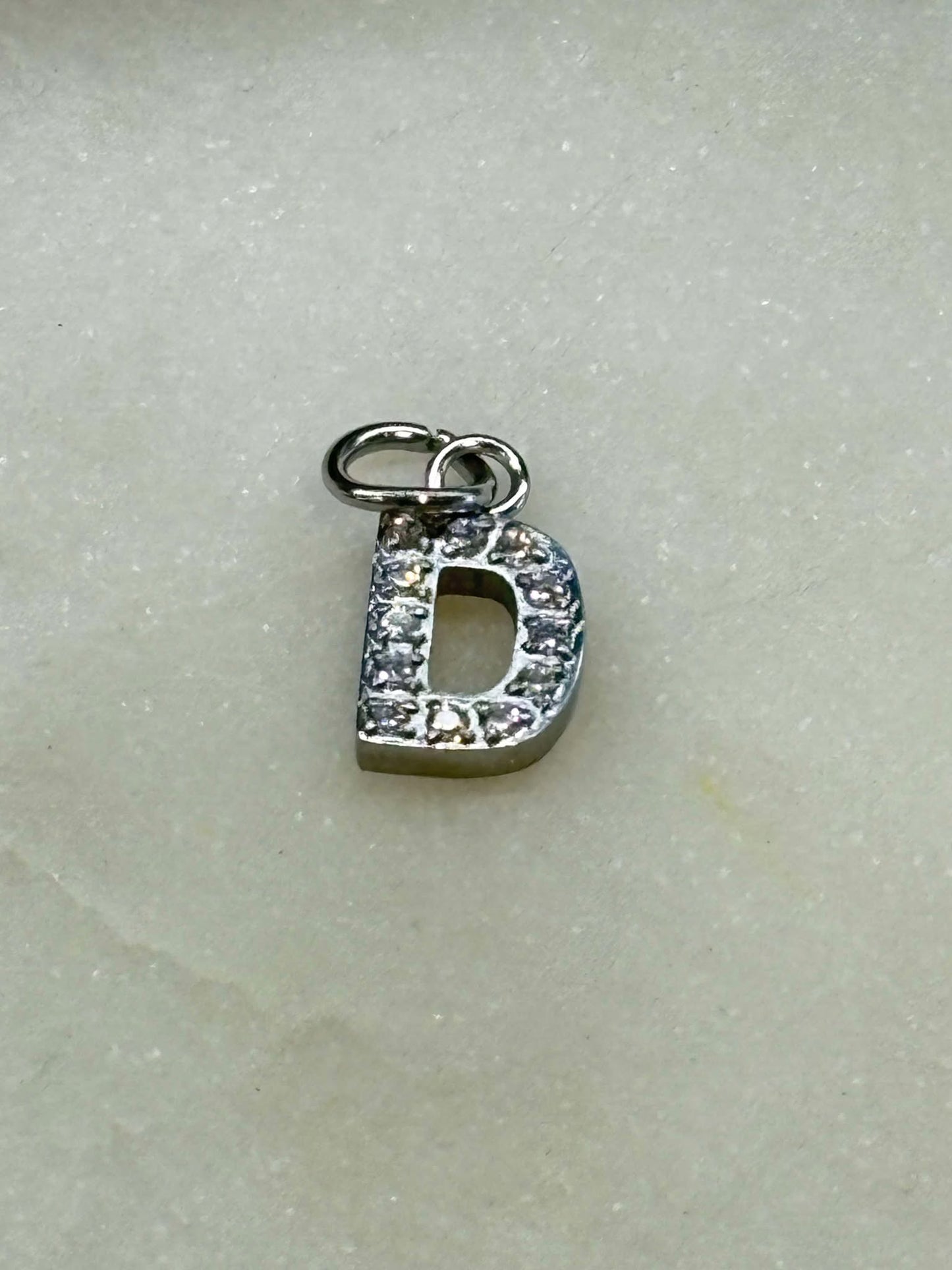 Cubic Zirconia Initial Letter Charms (silver)