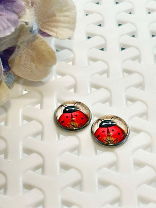 Love Lady Beetle cabochon stud - lots of styles