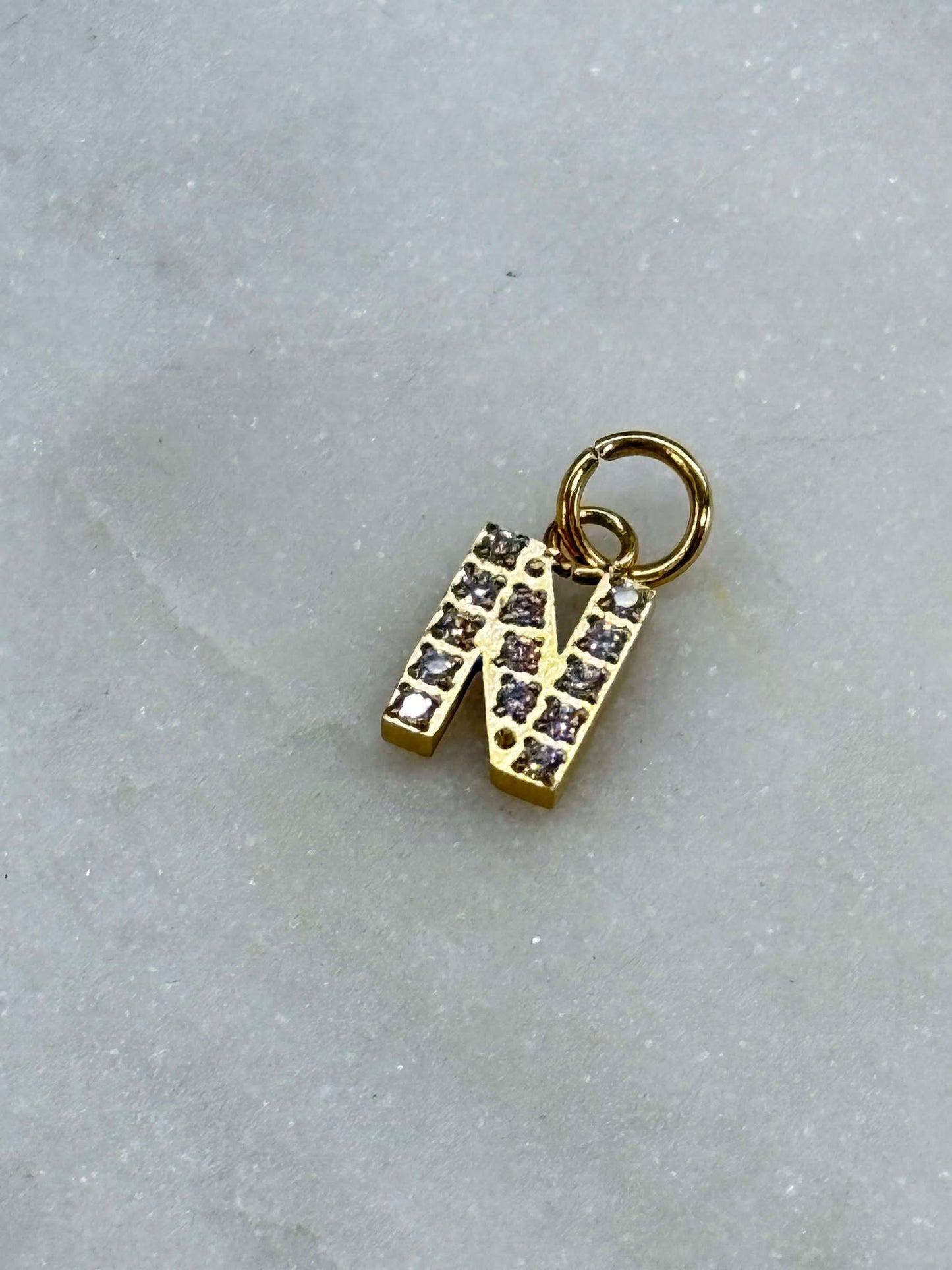 Cubic Zirconia Initial Letter Charms (gold)