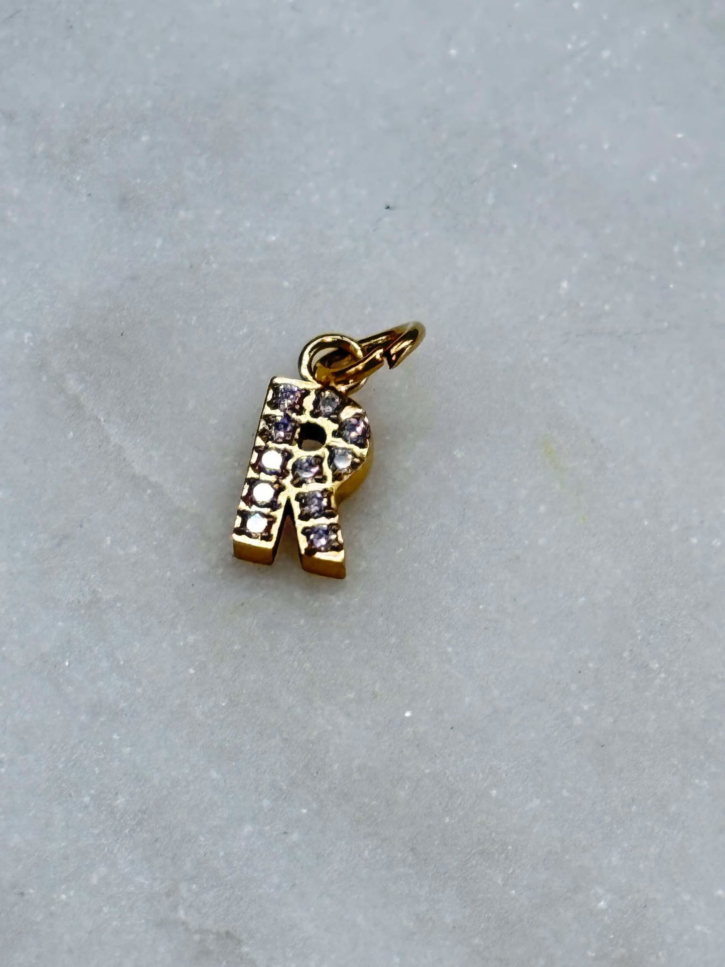 Cubic Zirconia Initial Letter Charms (gold)