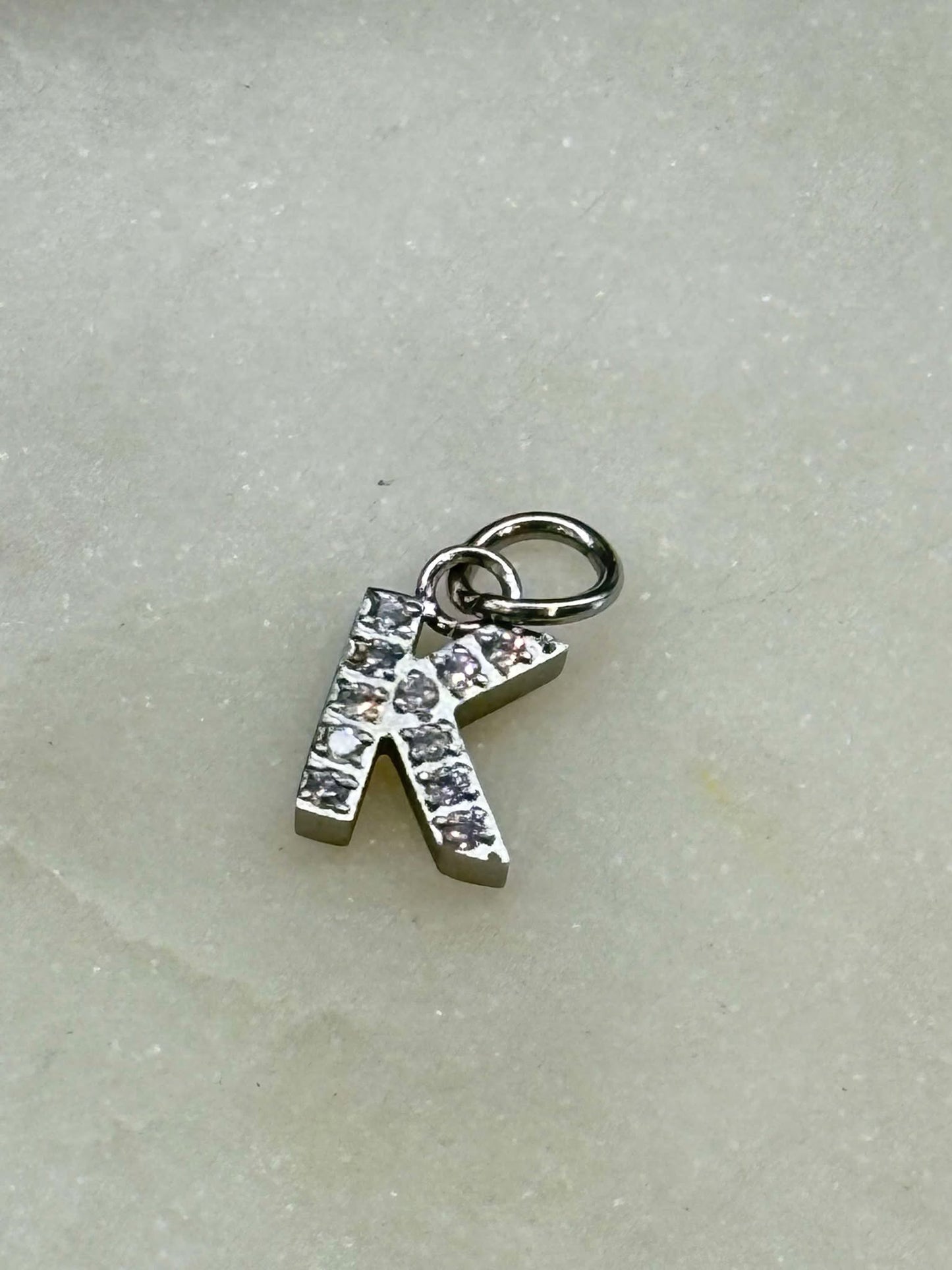 Cubic Zirconia Initial Letter Charms (silver)