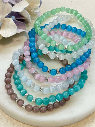Moonstone beaded bracelets - silver