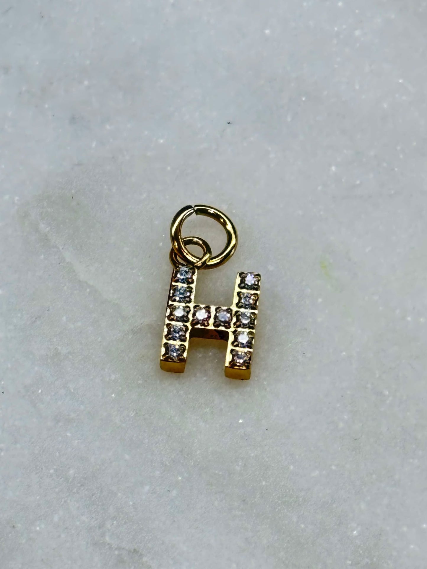 Cubic Zirconia Initial Letter Charms (gold)