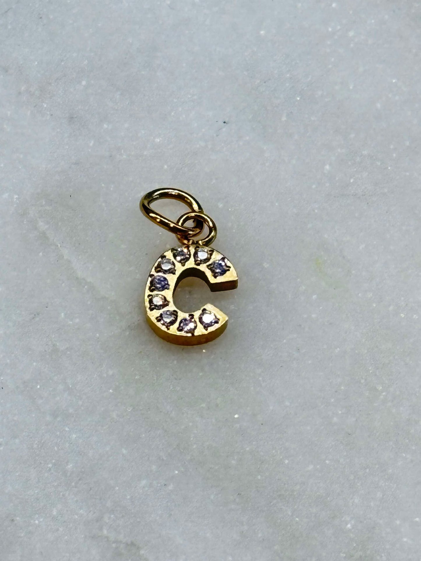 Cubic Zirconia Initial Letter Charms (gold)