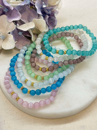 Moonstone beaded bracelets - gold