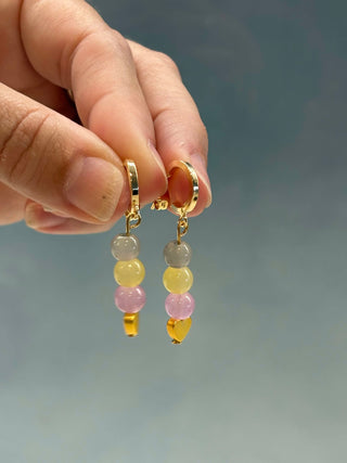 Rolling to the heart earrings (pink)