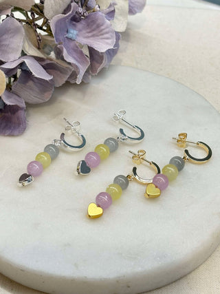 Rolling to the heart earrings (pink)