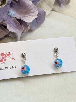 Red flower beaded stud