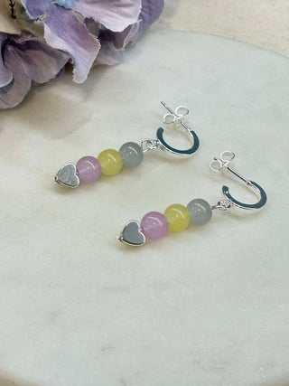 Rolling to the heart earrings (pink)