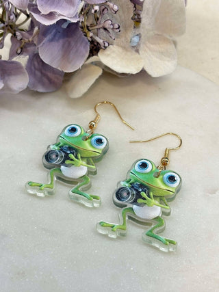 Funny frog earrings