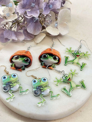 Funny frog earrings