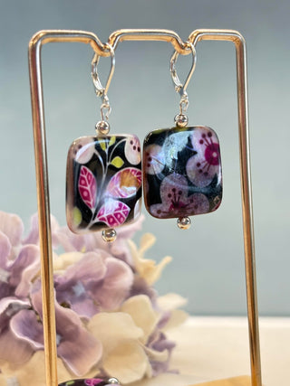Purple power beaded earrings