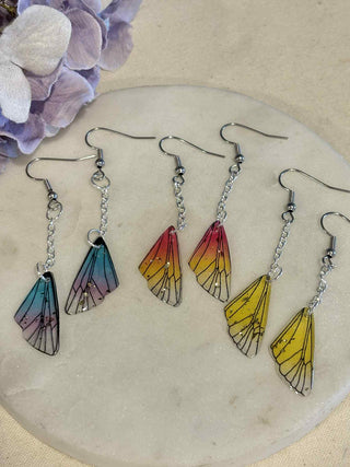 Single butterfly wing - chain on hook earrings