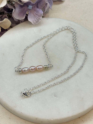 Pink freshwater pearl bar necklace