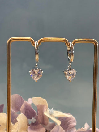 Silver Circle of love drop earrings (clear) - Tarnish Proof Jewellery
