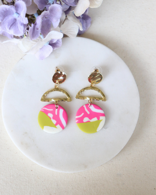 Summer Earrings - Pink & Green