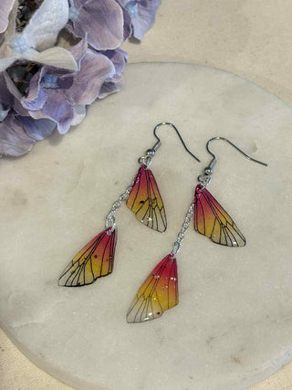 Butterfly wing - chain on hook earrings