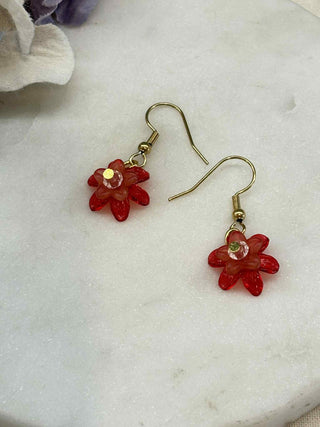 Red blossom earrings