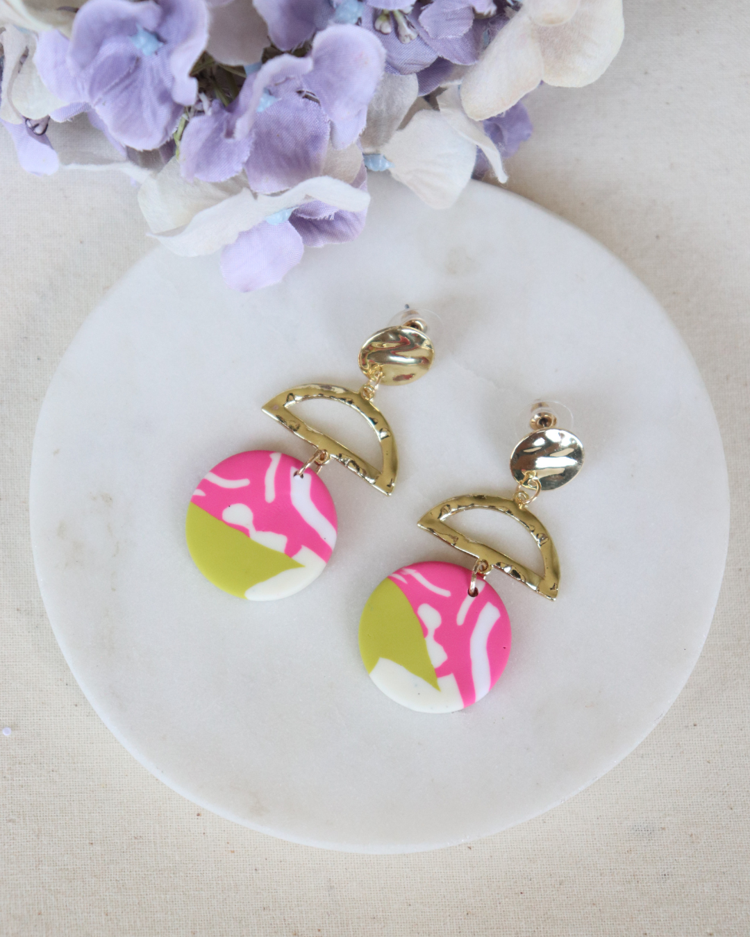 Summer Earrings - Pink & Green