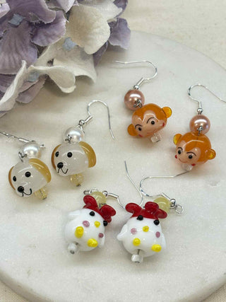 Animal world glass earrings
