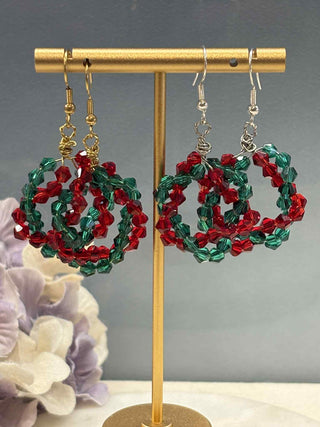 Christmas wreath earrings
