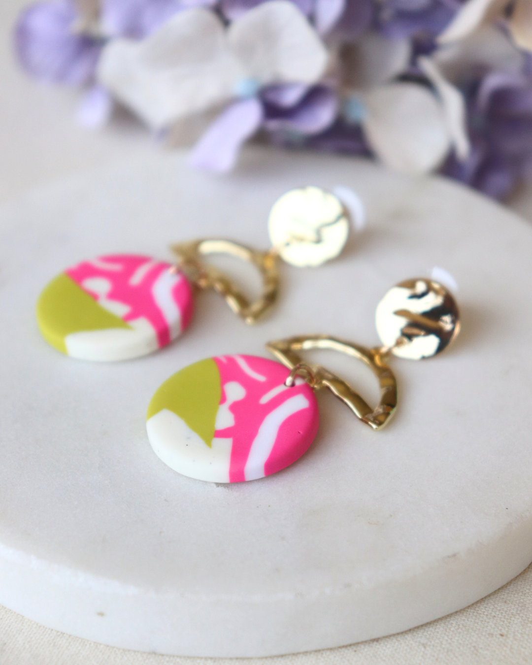 Summer Earrings - Pink & Green