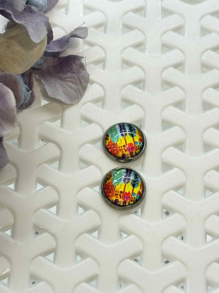 Life at its best cabochon stud - happy bunch
