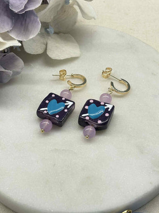 Love all boxed up earrings - purple