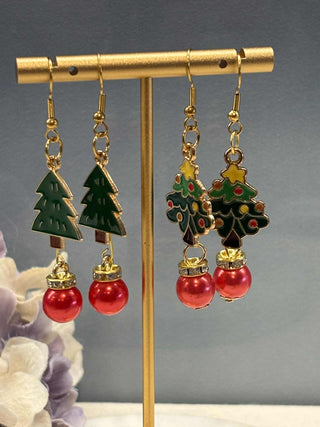 Christmas trees with Bauble Christmas earrings