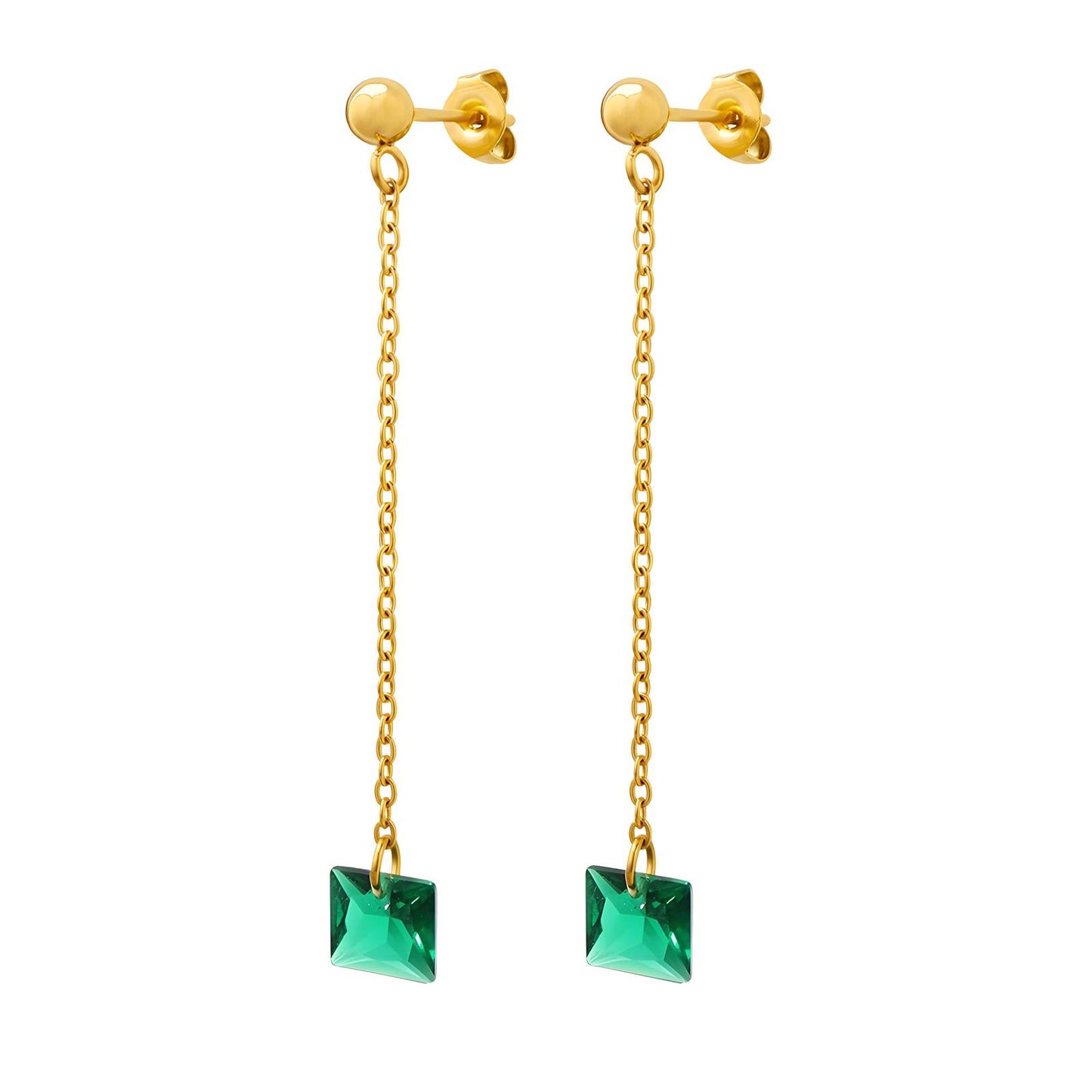 Drop to the green stud earrings