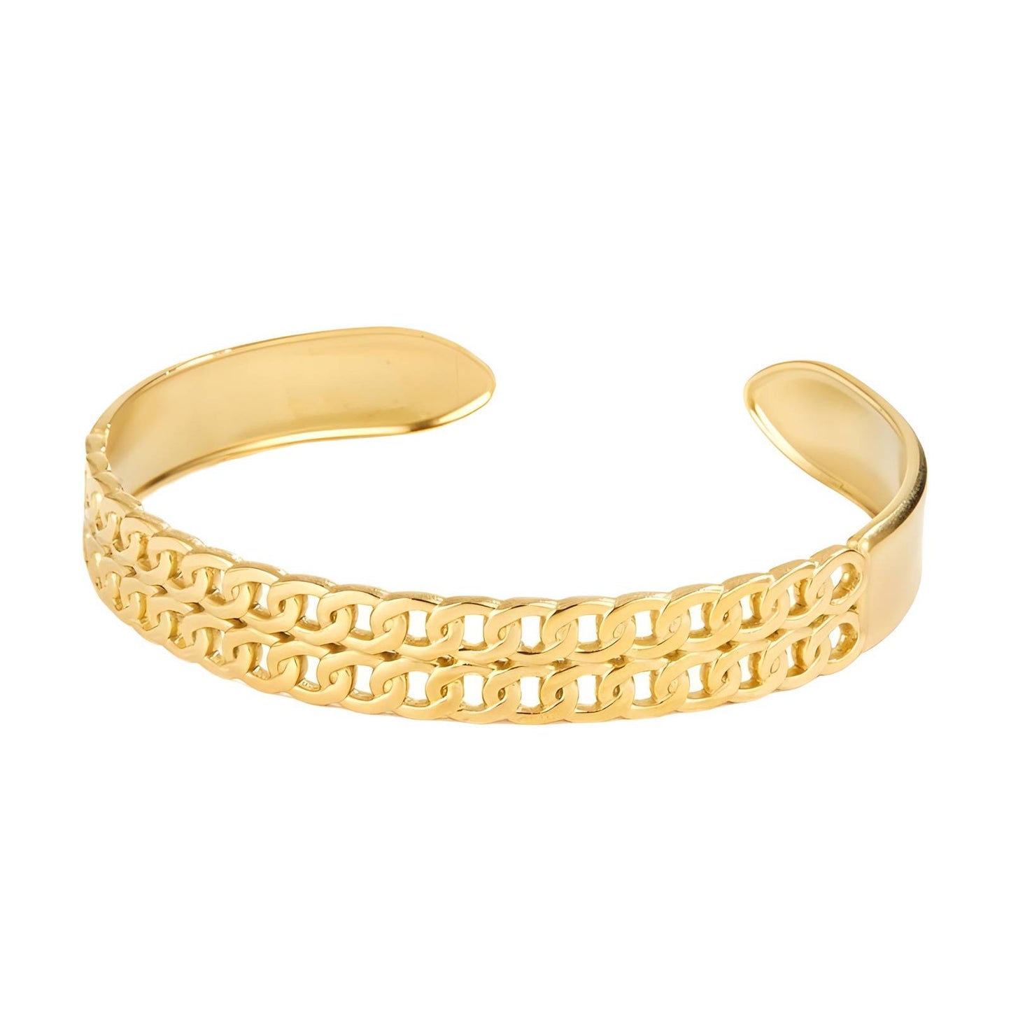 Chain lattice gold bangle