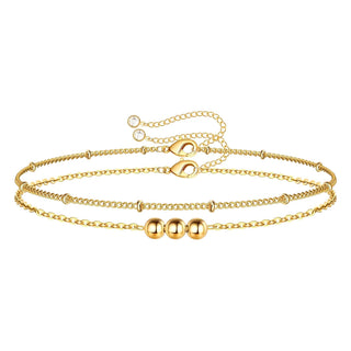 Floating gold ball double chain bracelet – Tarnish Proof Jewellery