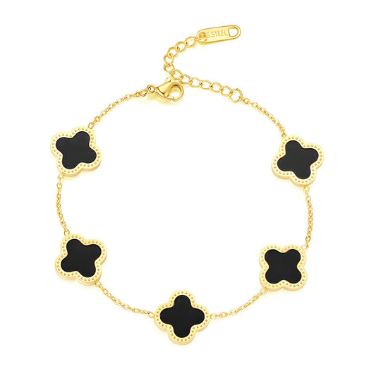 Four leaf clover bracelet - black – Tarnish Proof Jewellery