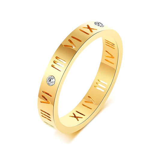 Roman numeral gold ring - Size 6
