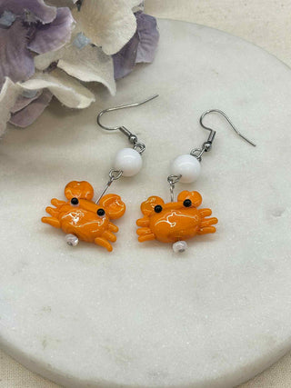 Cute glass crab earrings
