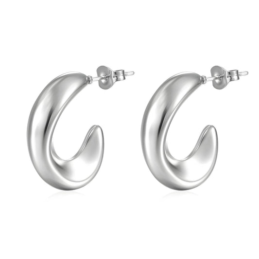 Oblong silver hoop earring – Tarnish Proof Jewellery