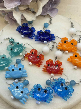 Cute glass crab earrings