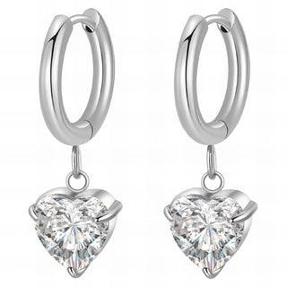 Silver Circle of love drop earrings (clear) - Tarnish Proof Jewellery