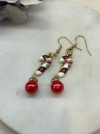 Christmas time with Bauble Christmas earrings