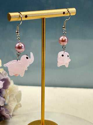 Cute glass elephant earrings