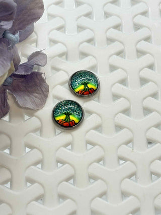 Life at its best cabochon stud - happy bunch